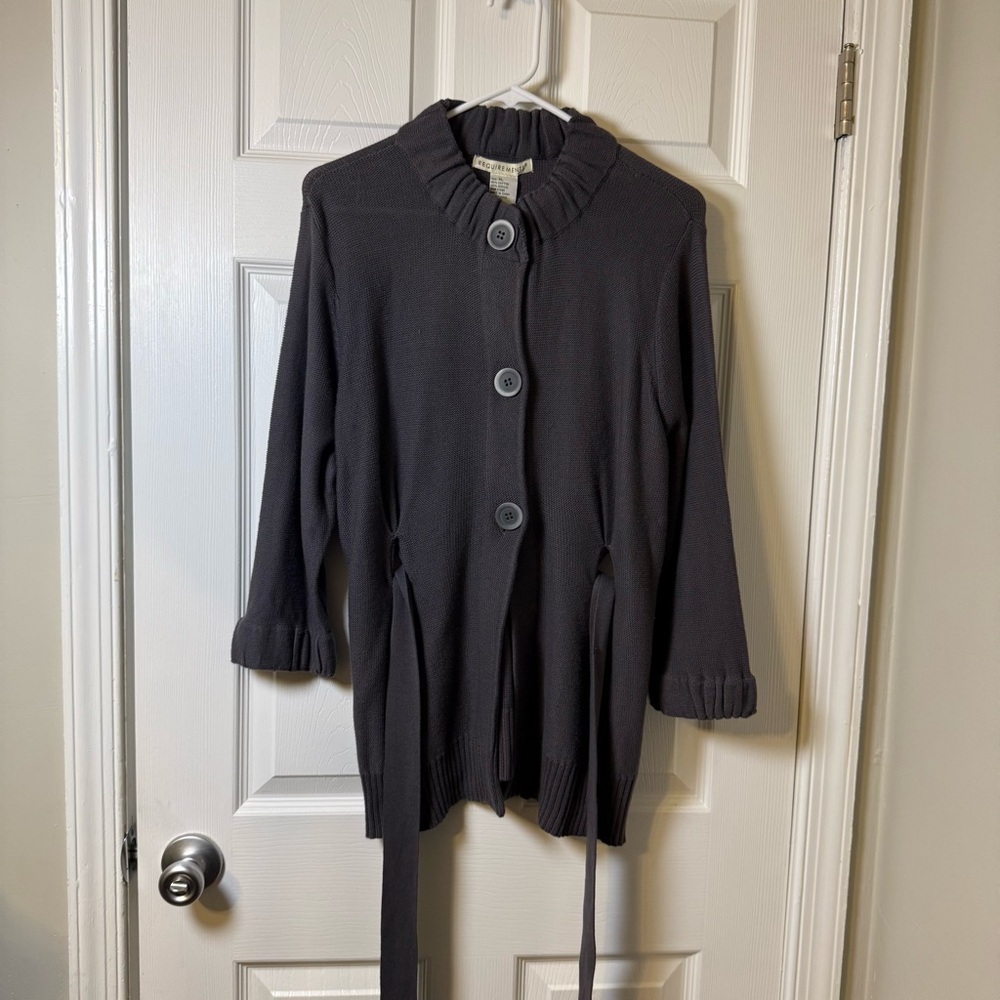 Requirements Gray Button Front 3/4 Sleeve Cardigan Sweater XL NWT